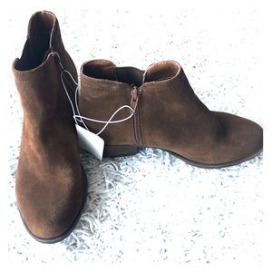 Brown caramel low heal booties